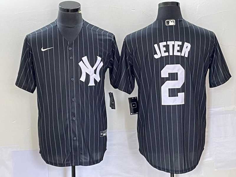 Men's New York Yankees #2 Derek Jeter Black Pinstripe Cool Base Stitched Baseball Jersey,We sell and wholesale Men's New York Yankees #2 Derek Jeter Black Pinstripe Cool Base Stitched Baseball Jersey on line form chian!
